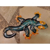 Petit gecko turquoise et orange