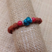 Bracelet mala 26 perles rudraksha/corail/turquoise 