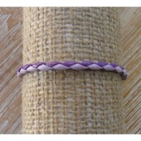 Bracelet rond cuir tressé 2 mauves