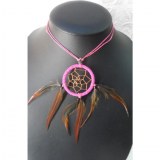 Collier attrape rêves rose inaru