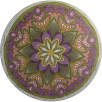 Nappe ronde mandala color vert/mauve/orange