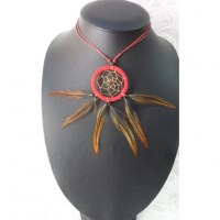 Collier attrape rêves rouge inaru