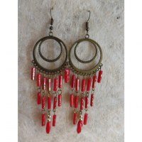 Boucles d'oreilles prakha rouges