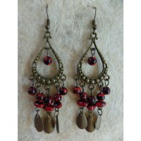 Boucles d'oreilles hyd rouges/noirs