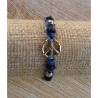 Bracelet macramé bleu peace and love 