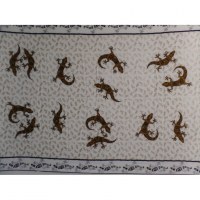 Paréo/tenture blanc/kaki les lézards