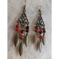 Pendants d'oreilles khimuk rouge/noir