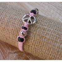 Bracelet macramé rose peace and love 