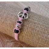 Bracelet macramé rose peace and love 