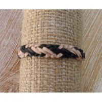 Bracelet kulit noir et beige