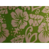 Petite tenture blanche semis d'hibiscus vert