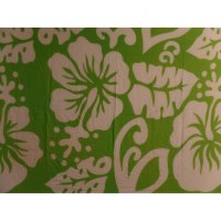 Petite tenture blanche semis d'hibiscus vert