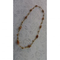 Collier perles madera clair