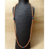 Mala 108 cm Rudraksha/turquoise/corail