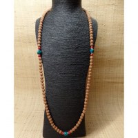 Mala 108 cm Rudraksha/turquoise/corail