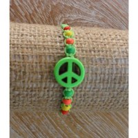 Bracelet macramé peace and love vert fluo