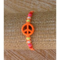 Bracelet macramé peace and love orange fluo