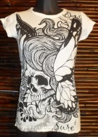 Tee shirt blanc butterfly skull
