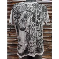 Tee shirt butterfly Bouddha gris acier