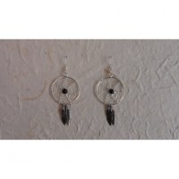 Boucles d'oreilles attrapes rêves 22 perle noire