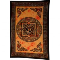 Tenture mandala Aum orange