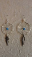 Boucles d'oreilles attrapes rêves 24 perle bleue