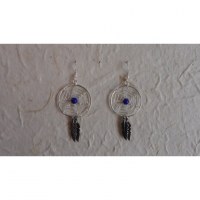 Boucles d'oreilles attrapes rêves 20 perle marine