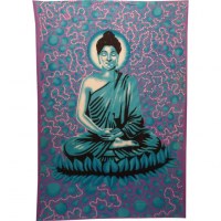 Tenture bulles Bouddha zen bleu
