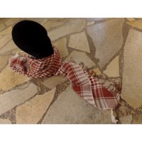 Foulard Riyad carreaux blanc/marron