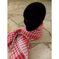 Foulard Riyad carreaux blanc/rouge