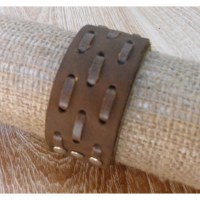 Bracelet cuir tisé marron