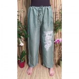 Pantalon Vientiane vert émeraude dragon 