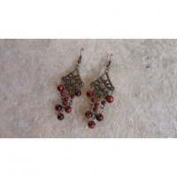 Pendants d'oreilles rouges/noires Malec