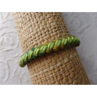 Bracelet Gili cuir vert coton vert fluo