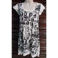 Mini robe blanche visages Bob Marley