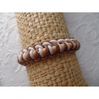 Bracelet Gili cuir beige coton écru/marron