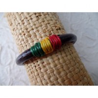 Bracelet rond en cuir marron rasta