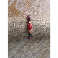 Bracelet macramé skull rouge pâle