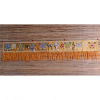 Broderie tibétaine jaune or Om mani tashi