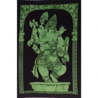 Petite tenture noire/vert Ganesh debout