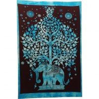 Mini tenture bleue arbre de vie et éléphant