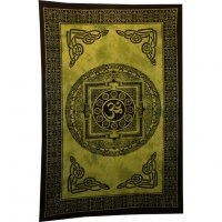 Tenture mandala Aum vert