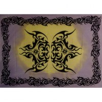 Tenture tribal tatoo mauve/jaune