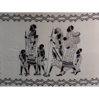 Tenture noir/blanc familles africaines 