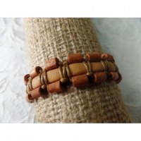 Bracelet manik kayu marron clair