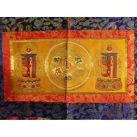Broderie tibétaine jaune or kalachakra/lotus