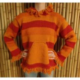 Pull Otaki orange/rouge capuche à pompon