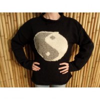 Pull noir yin yang gris/blanc