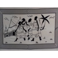 Tenture au village noir et blanc