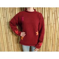 Pull bordeaux Pekapeka étoiles